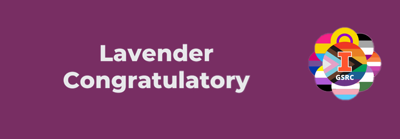 Lavender Congratulatory with Block I and GSRC icon with multicolor, patterned circles